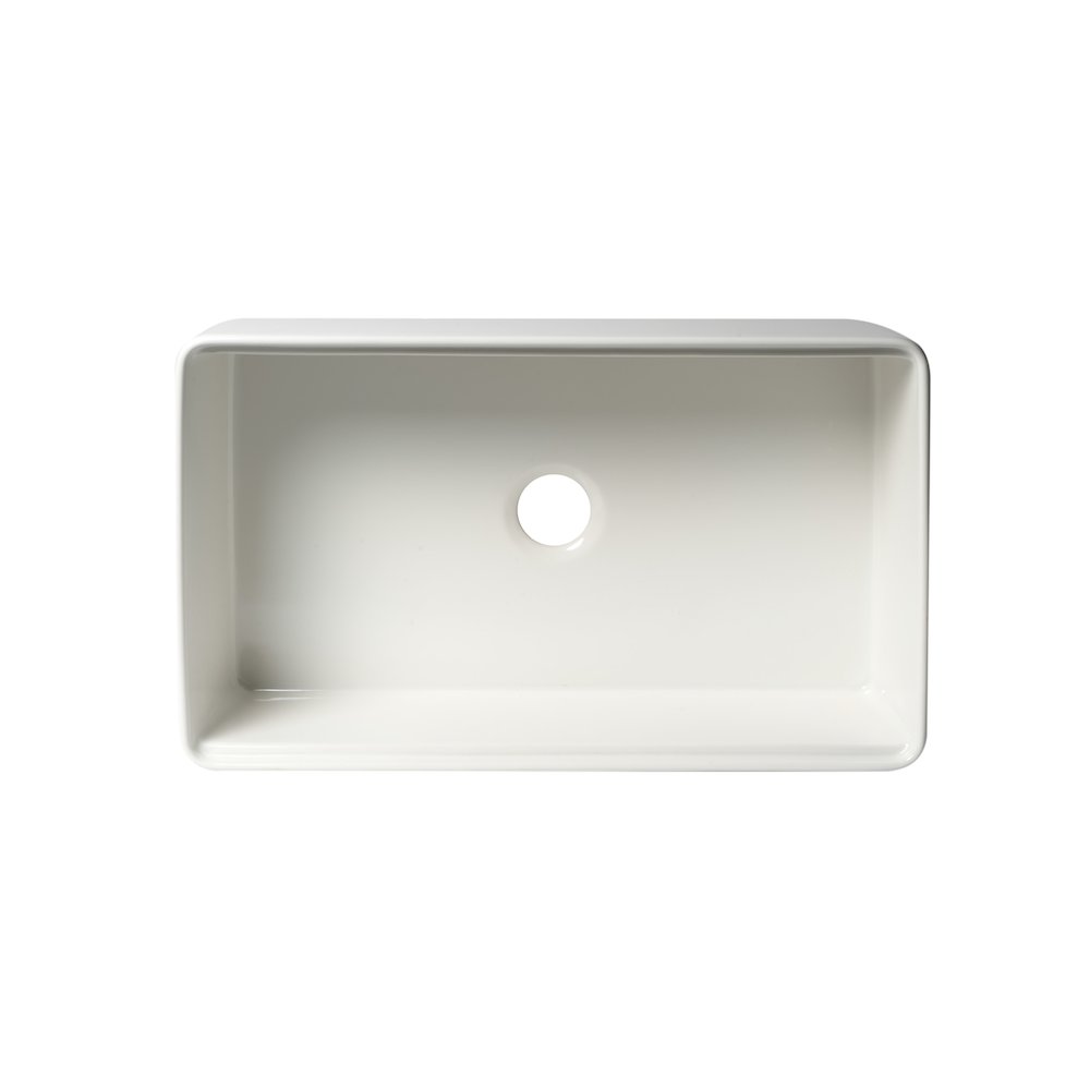 White Smooth Apron Workstation 33" x 20" Single Bowl Step Rim Fireclay Farm Sink. Picture 8