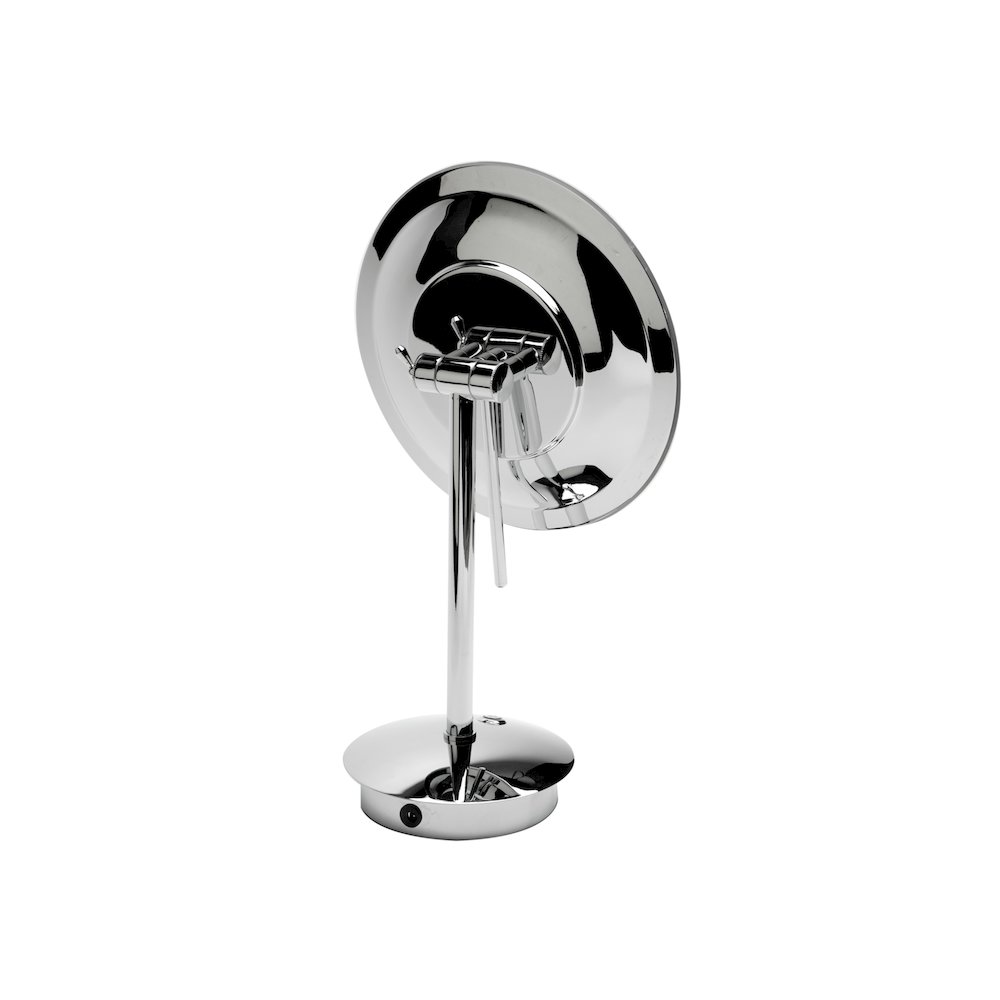 Polished Chrome Tabletop Round 9" 5x Magnifying Cosmetic Mirror with Light. Picture 5