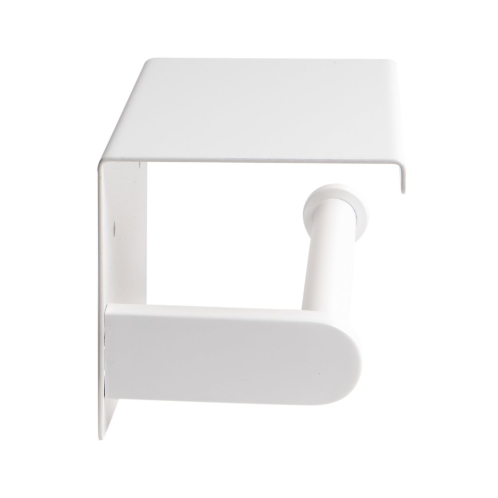 ALFI brand White Matte Stainless Steel Toilet Paper Holder with Shelf. Picture 4