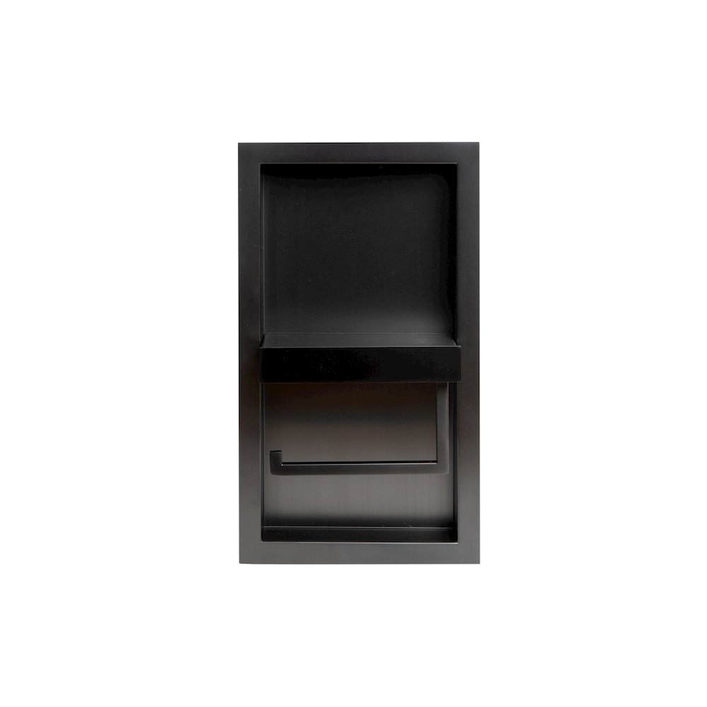 ALFI brand Brushed Black PVD Stainless Steel Recessed Toilet Paper Holder Niche. Picture 5