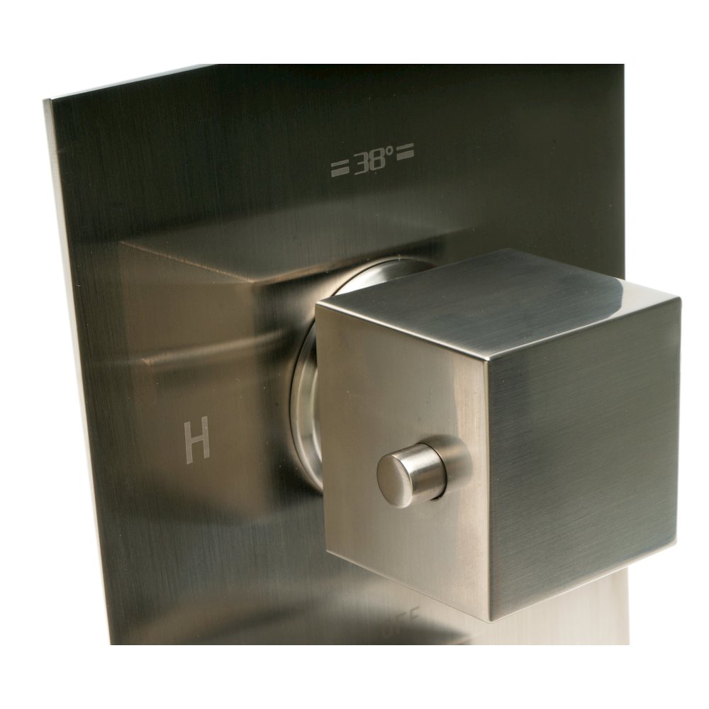Brushed Nickel Square Knob 1 Way Thermostatic Shower Mixer. Picture 6