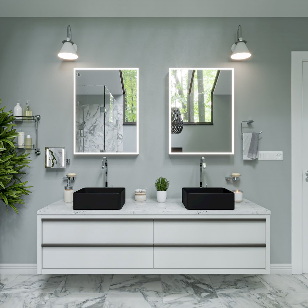 Black Matte 16" Modern Square Above Mount Ceramic Sink. Picture 9