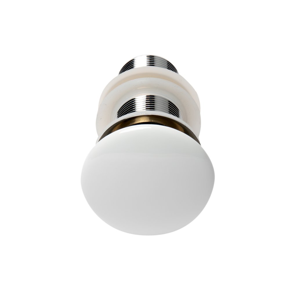 White Ceramic Mushroom Top Pop Up Drain for Sinks without Overflow. Picture 2