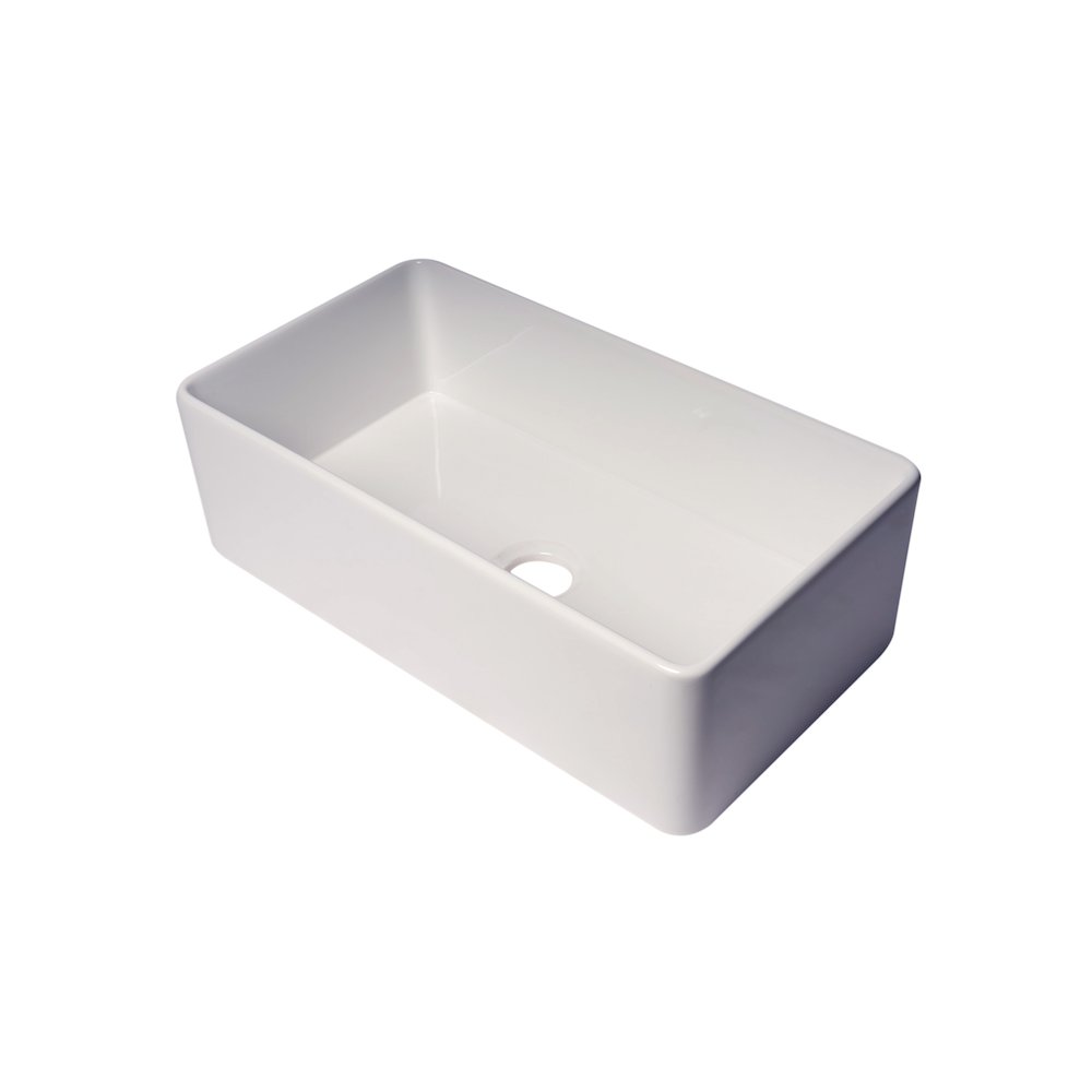 33" White Thin Wall Single Bowl Smooth Apron Fireclay Kitchen Farm Sink. Picture 1