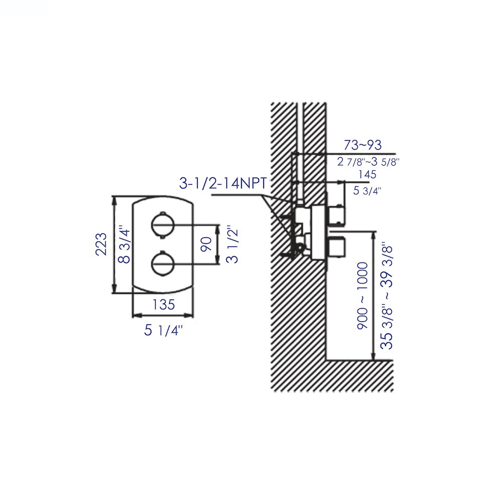 Brushed Nickel Round Knob 1 Way Thermostatic Shower Mixer. Picture 7