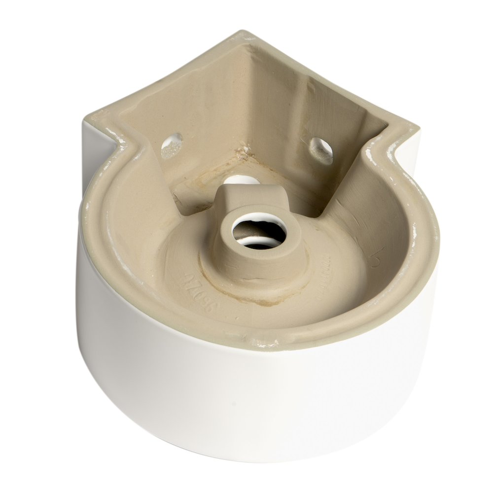 White 17" Tiny Corner Wall Mounted Ceramic Sink with Faucet Hole. Picture 8