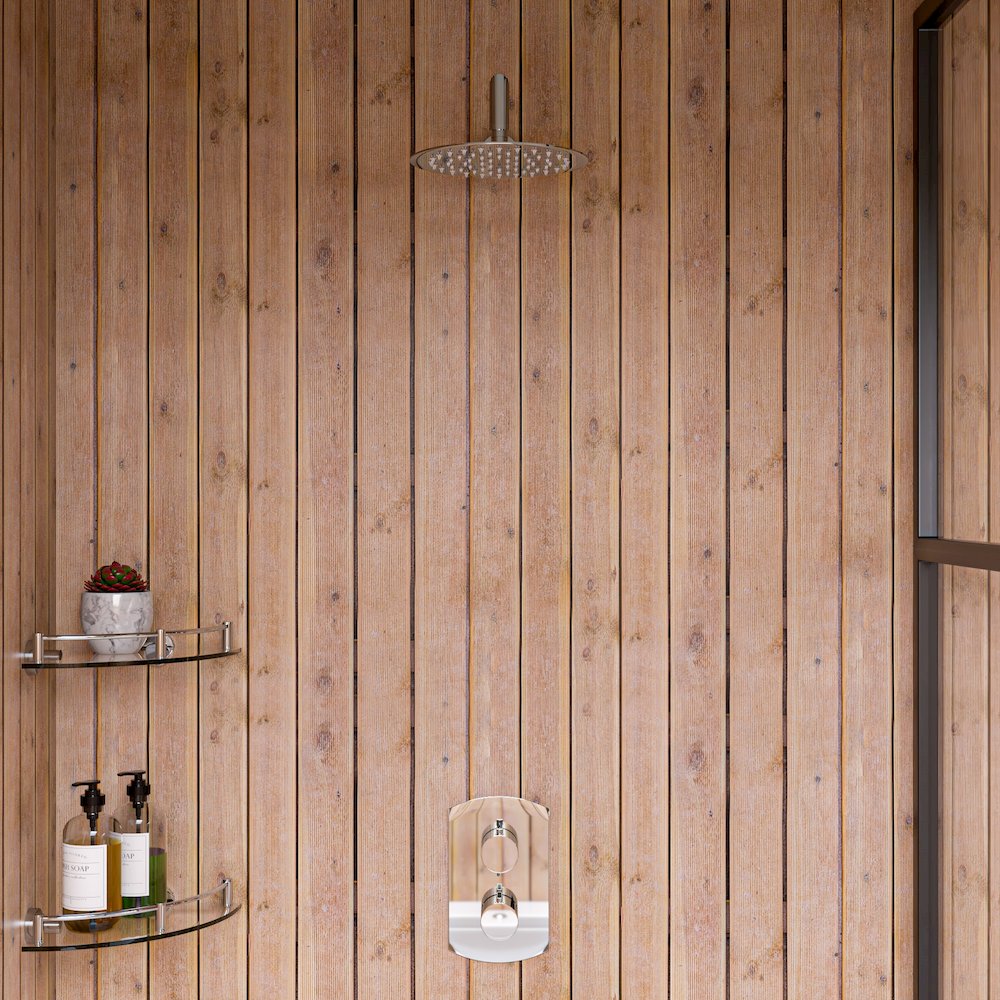 Polished Chrome Corner Mounted Glass Shower Shelf Bathroom Accessory. Picture 7