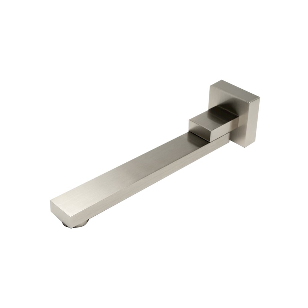 Brushed Nickel Square Foldable Tub Spout. Picture 1