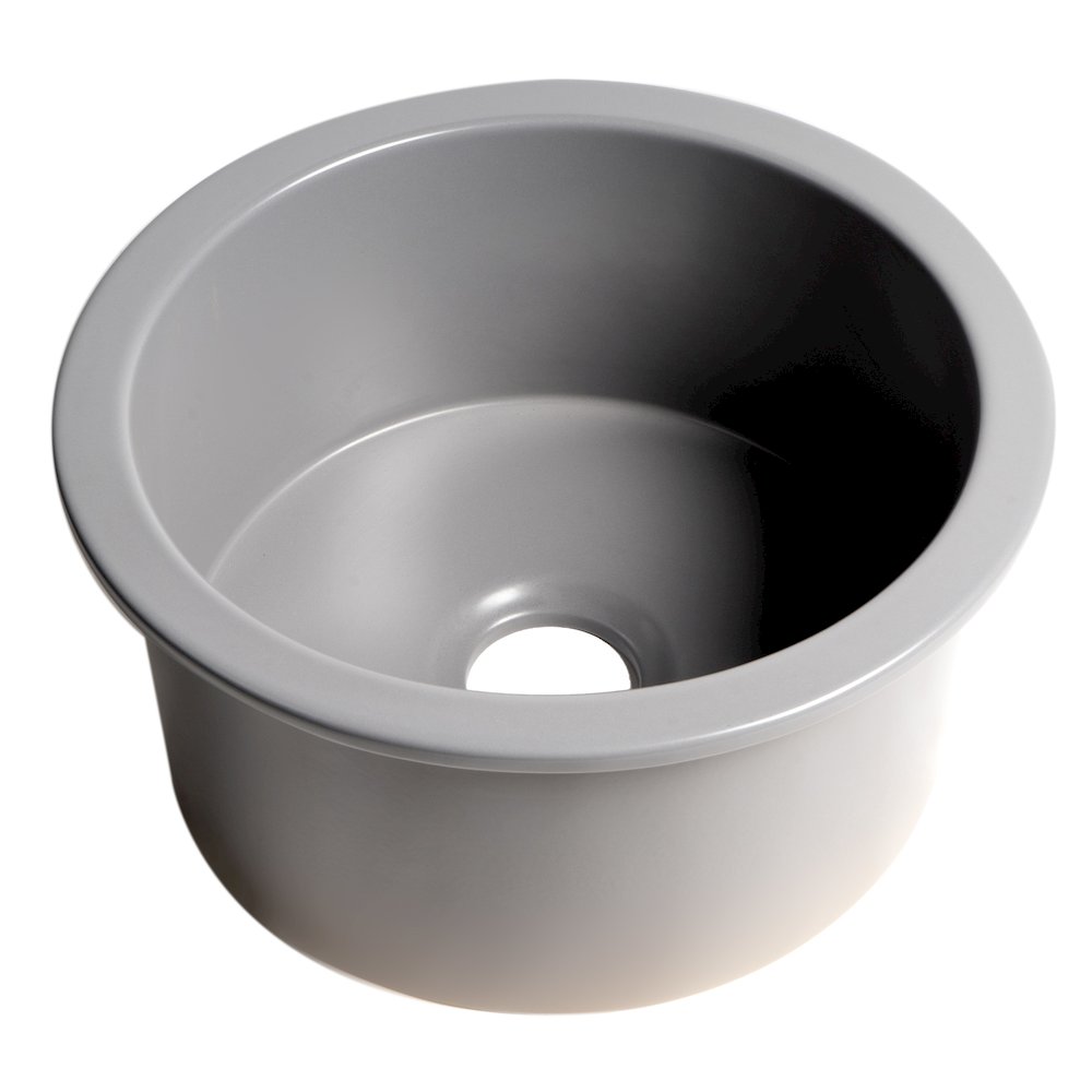 Gray Matte Round 18" x 18" Undermount / Drop In Fireclay Prep Sink. Picture 1