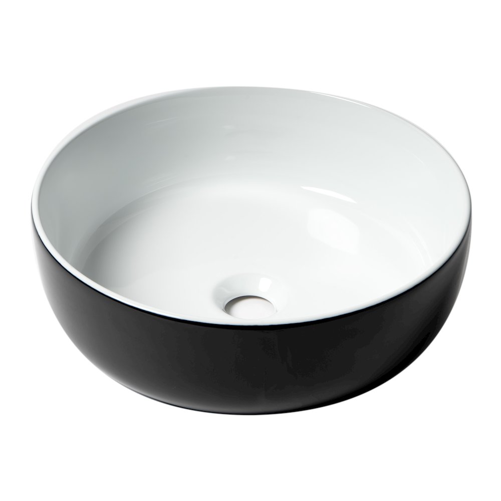 Black & White 15" Round Above Mount Ceramic Sink. Picture 1