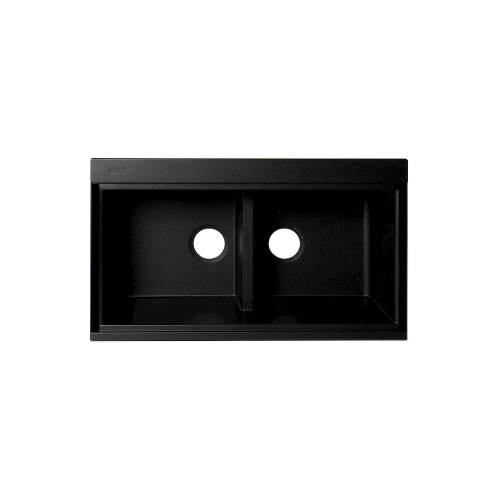 Black 33" Granite Composite Workstation Step Rim Double Bowl Undermount Sink. Picture 9