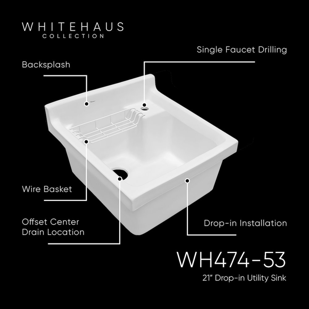 Vitreous China Single Bowl, Drop-in Sink. Picture 4
