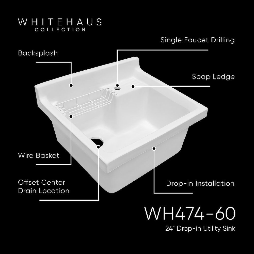 Vitreous China Single Bowl, Drop-in Sink. Picture 6