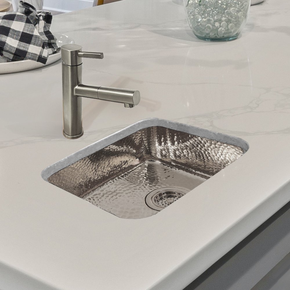 Rectangular Undermount Entertainment/Prep Sink with a Hammered Texture Surface. Picture 2