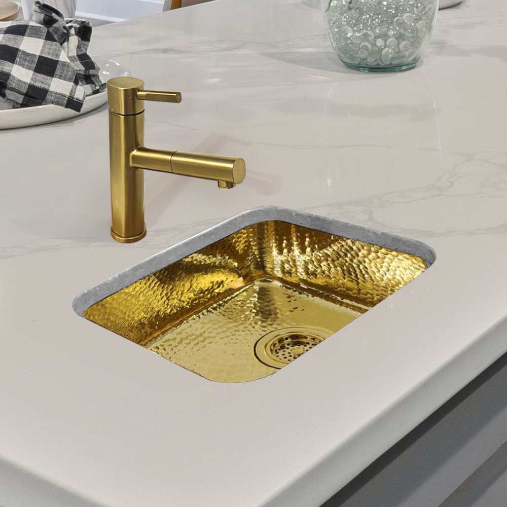 Rectangular Undermount Entertainment/Prep Sink with a Hammered Texture Surface. Picture 2