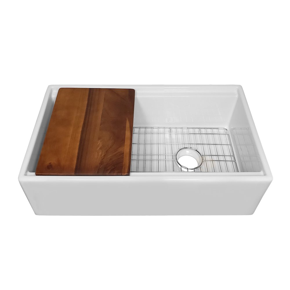 Collection 30" Reversible Single Bowl Fireclay Sink Set. Picture 1