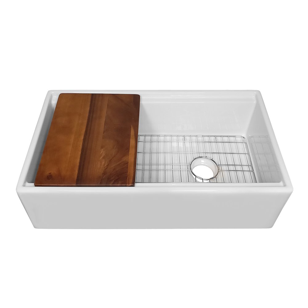 Collection 33" Reversible Single Bowl Fireclay Sink Set. Picture 1