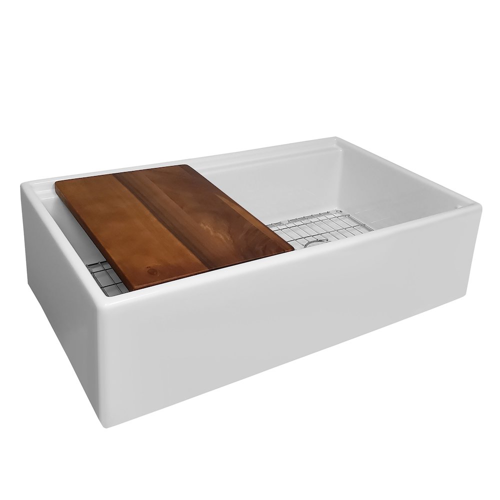 Collection 33" Reversible Single Bowl Fireclay Sink Set. Picture 2