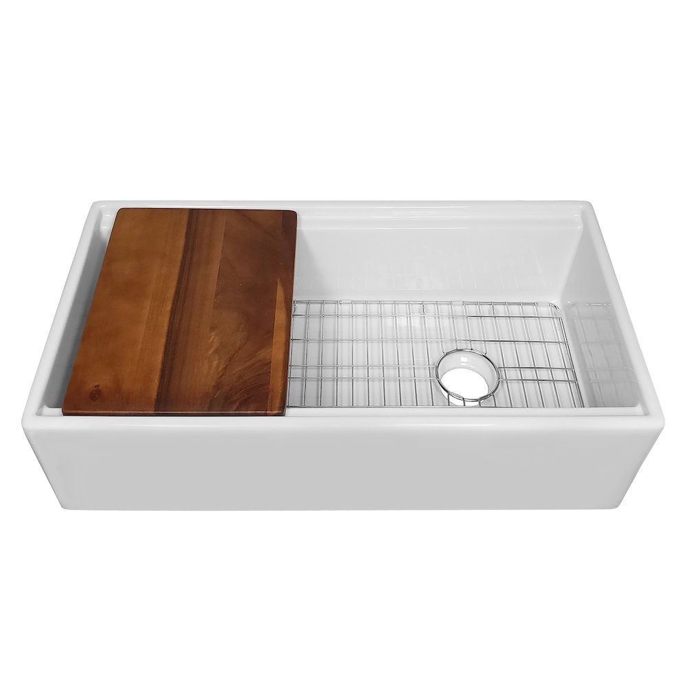 Collection 36" Reversible Single Bowl Fireclay Sink Set. Picture 1