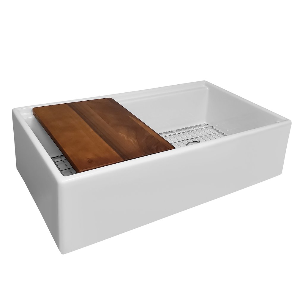 Collection 36" Reversible Single Bowl Fireclay Sink Set. Picture 2
