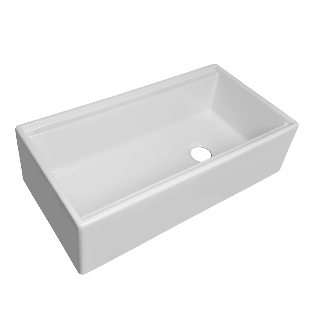 Collection 36" Reversible Single Bowl Fireclay Sink Set. Picture 5