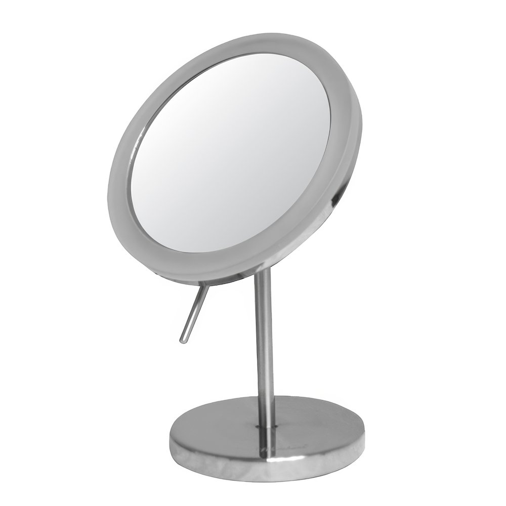 Round Freestanding Led 5X Magnified Mirror. Picture 1