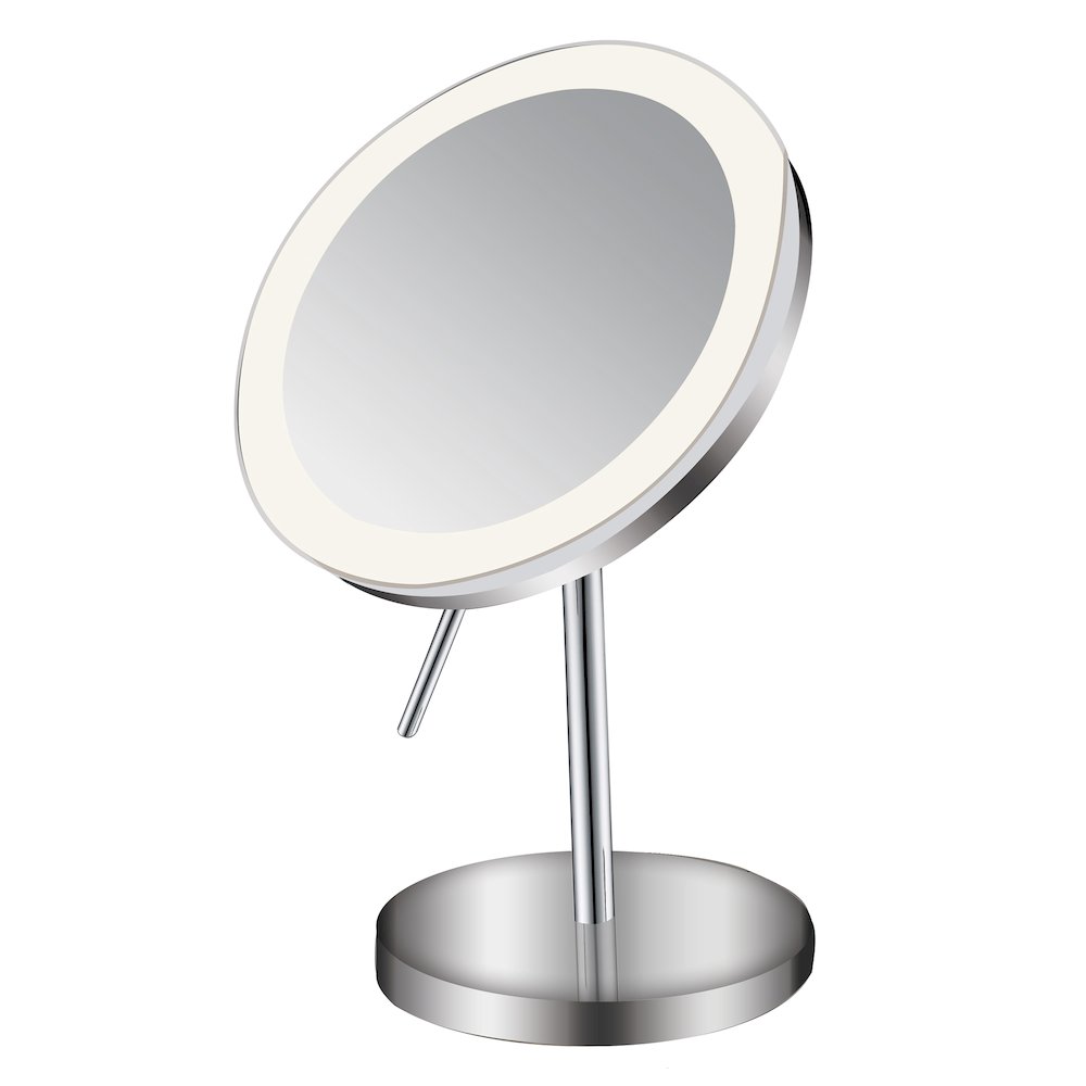 Round Freestanding Led 5X Magnified Mirror. Picture 1