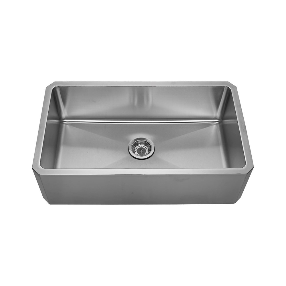 Brushed Stainless Steel Single Bowl Front Apron Undermount Sink. Picture 1