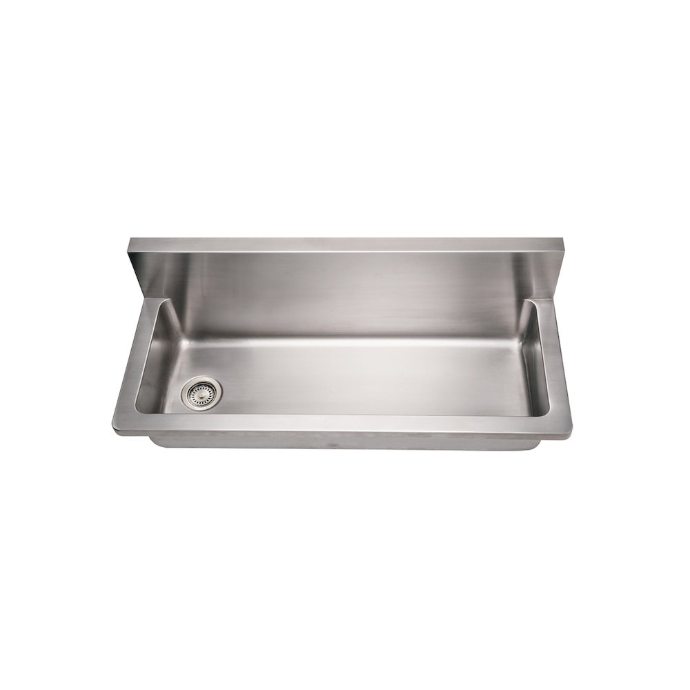 Brushed Stainless Steel Commercial Single Bowl Wall Mount Utility Sink. Picture 1