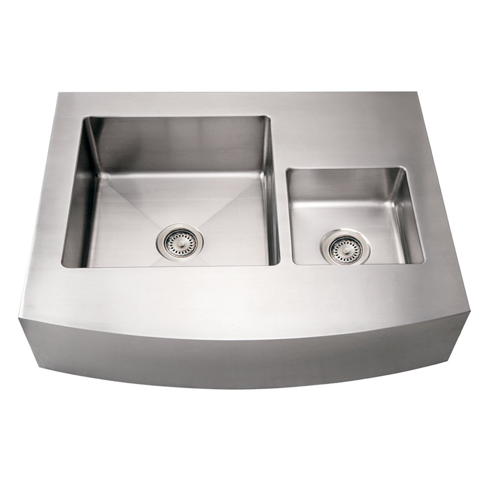 Noah's Collection Brushed Stainless Steel Commercial Double Bowl Sink. Picture 1