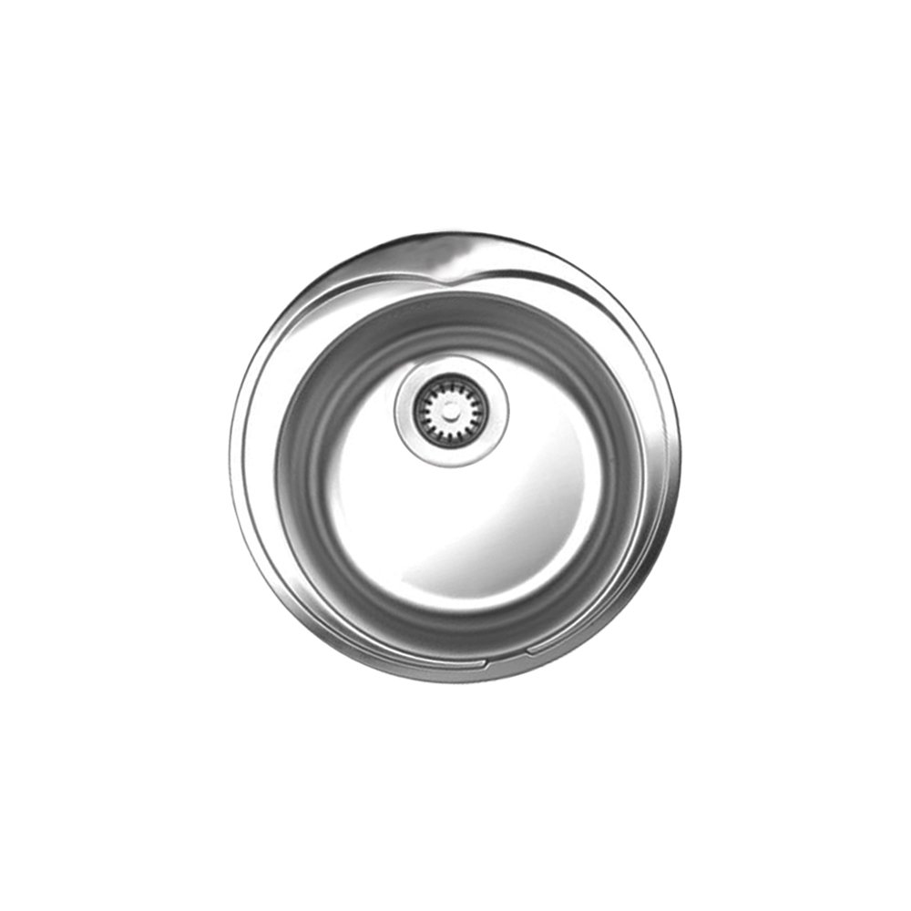 Noah's Collection Brushed Stainless Steel Large Round Drop-in Sink. Picture 1