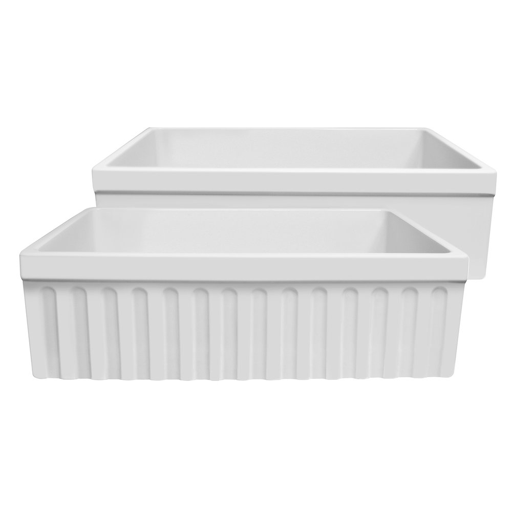 Farmhaus Fireclay Quatro Alcove Reversible Sink. Picture 1