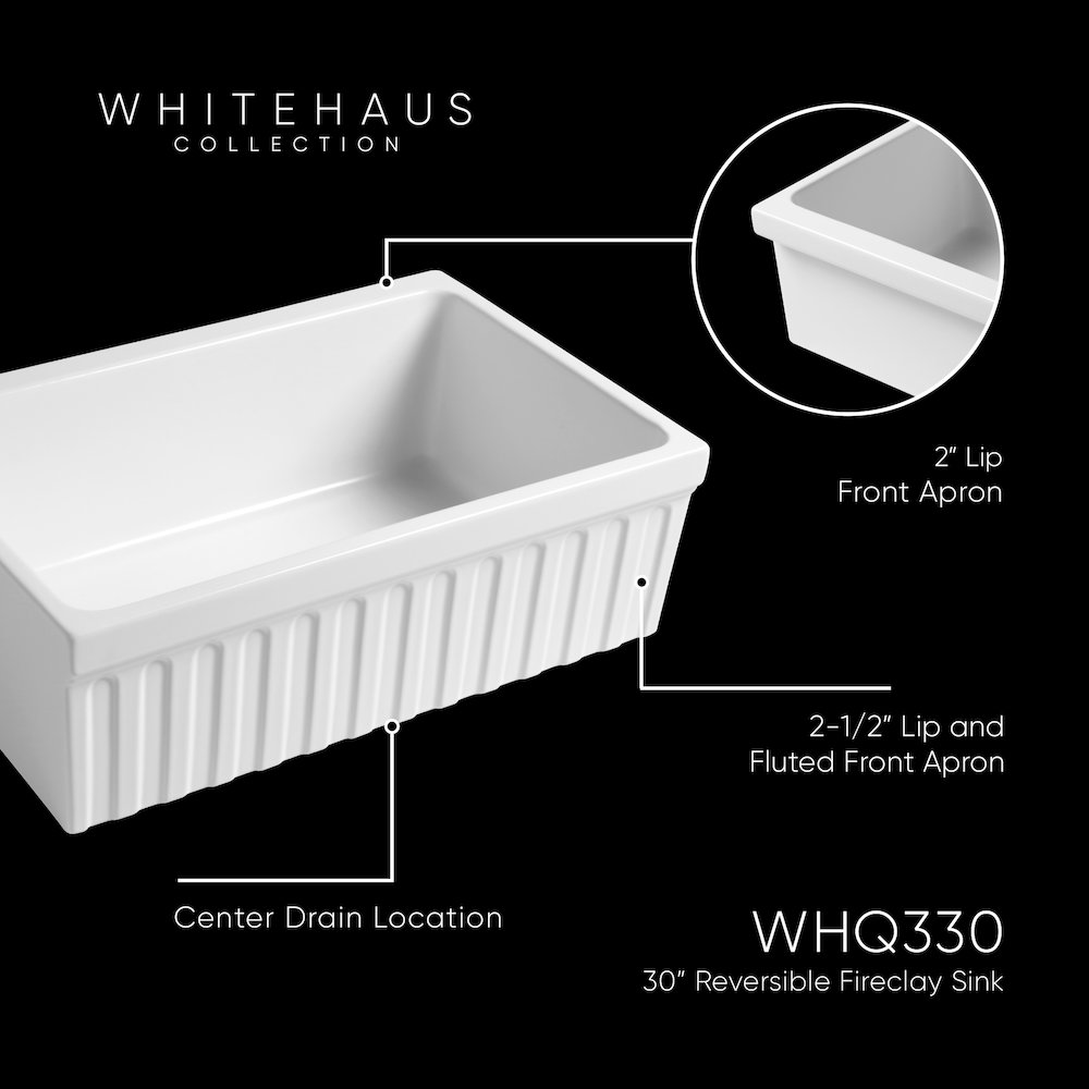 Farmhaus Fireclay Quatro Alcove Reversible Sink. Picture 4