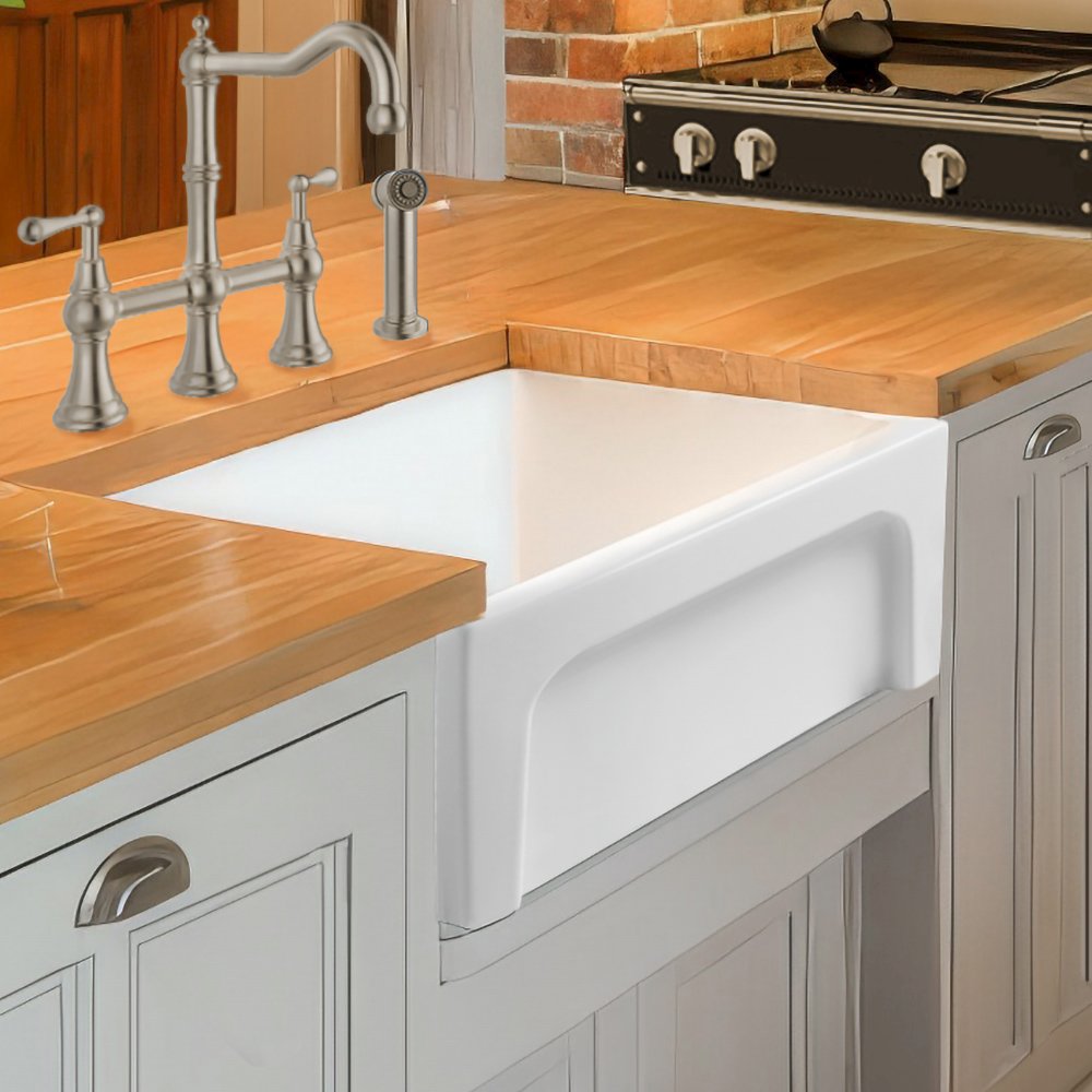 Glencove 30" Reversible Matte Kitchen Fireclay Sink. Picture 5