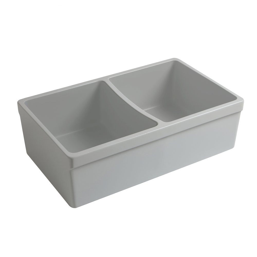 Farmhaus Quatro Alcove Reversible Matte Double Bowl Fireclay Kitchen Sink. Picture 3