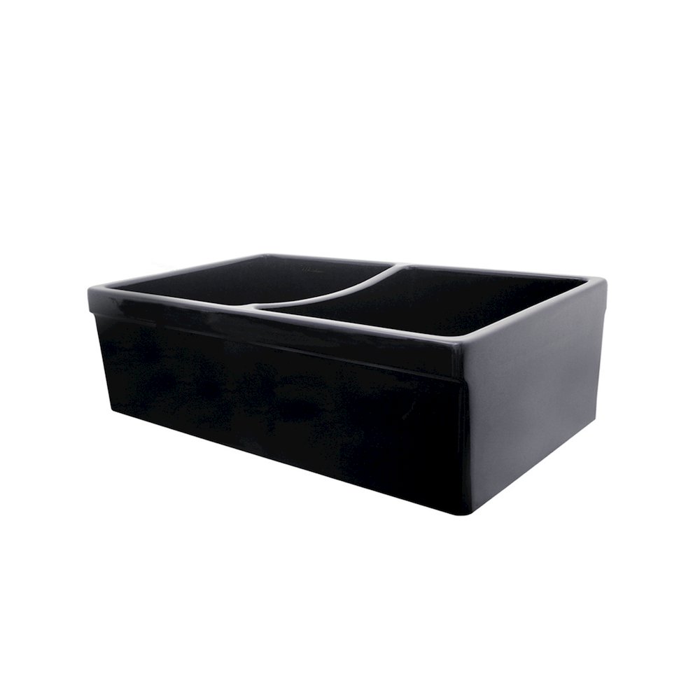 Farmhaus Fireclay Quatro Alcove Reversible Double Bowl Sink with 2" Lip on One Side and 2 ½" Lip on the Opposite Side. Picture 1