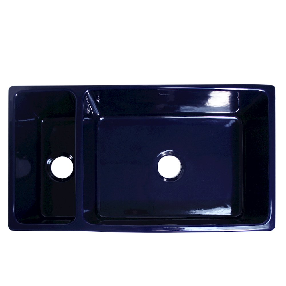 Farmhaus Fireclay Quatro Alcove Large Reversible Sink and Small Bowl with Decorative 2 ½" Lip on Both Sides. Picture 1