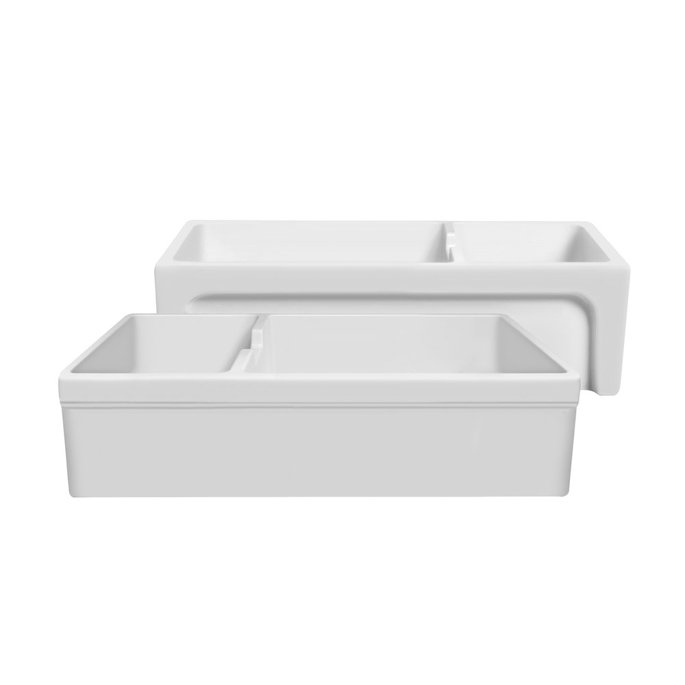 Glencove Fireclay 42" Large Double Bowl Reversible Sink. Picture 1