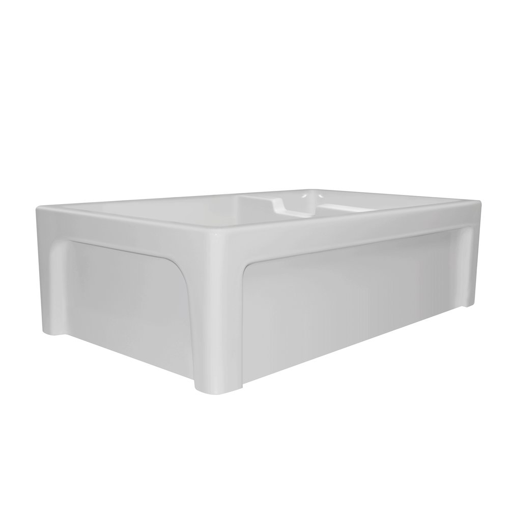 Glencove Fireclay 42" Large Double Bowl Reversible Sink. Picture 2