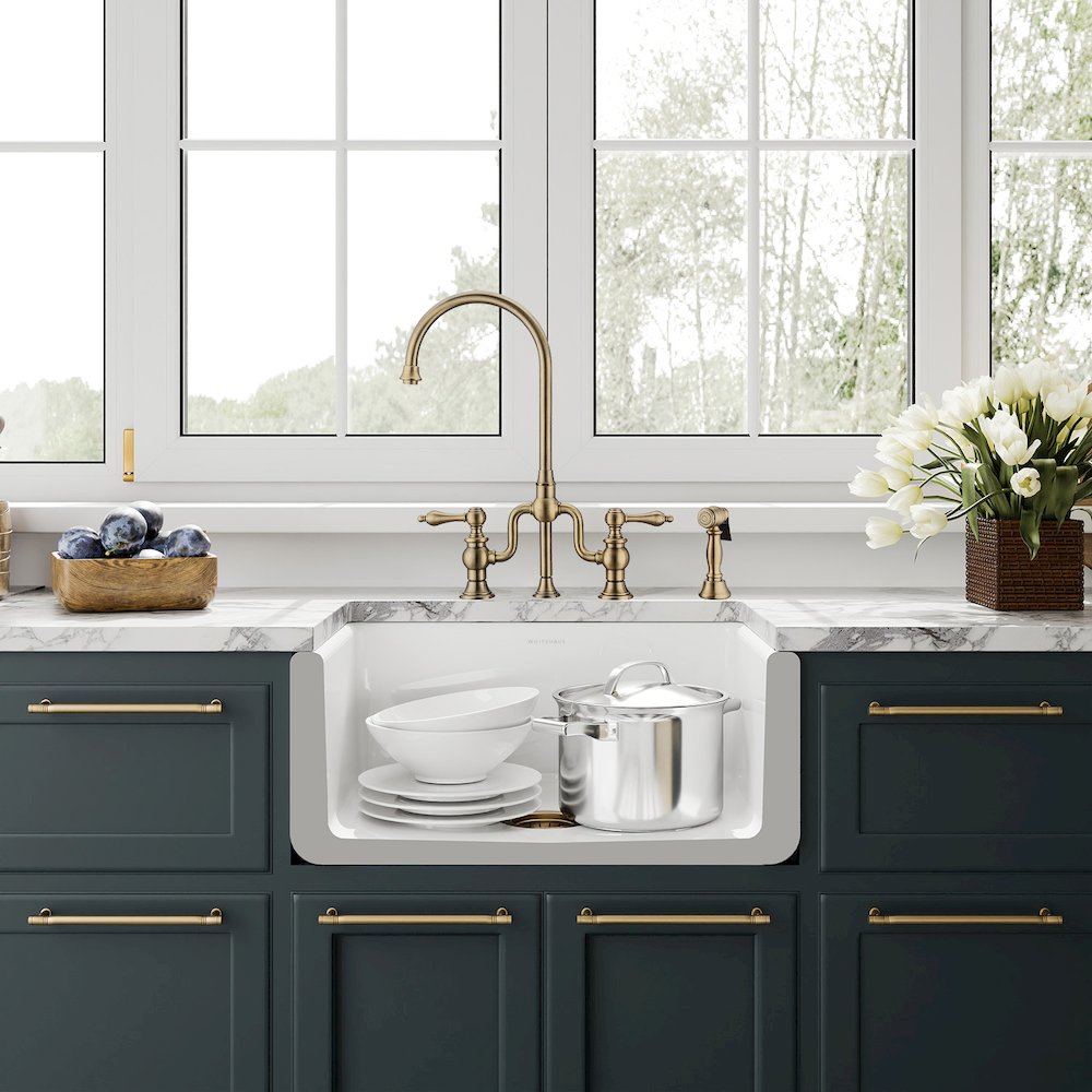 Collection 24" Reversible Single Bowl Fireclay Kitchen Sink. Picture 4