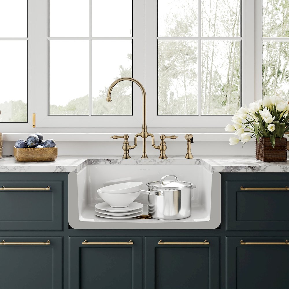 Collection 27" Reversible Single Bowl Fireclay Kitchen Sink. Picture 4