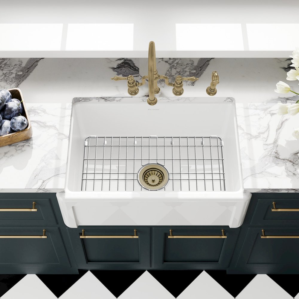 Collection 27" Reversible Single Bowl Fireclay Kitchen Sink. Picture 6