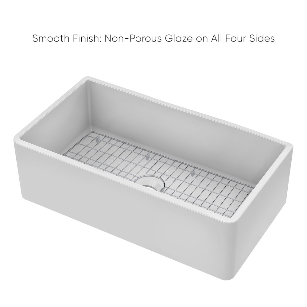 Collection 33" Reversible Single Bowl Fireclay Kitchen Sink. Picture 5