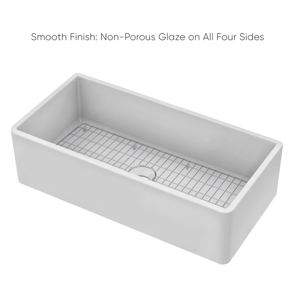 Collection 36" Reversible Single Bowl Fireclay Kitchen Sink. Picture 5
