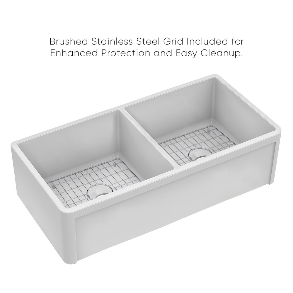 Collection 36" Reversible Double Bowl Fireclay Kitchen Sink. Picture 3