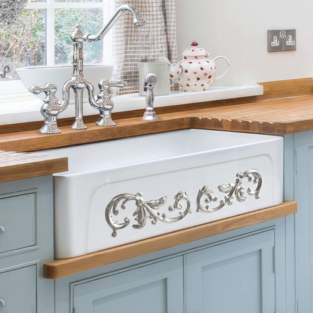 St. Ives Ornamental 33" Reversible Fireclay Kitchen Sink. Picture 5