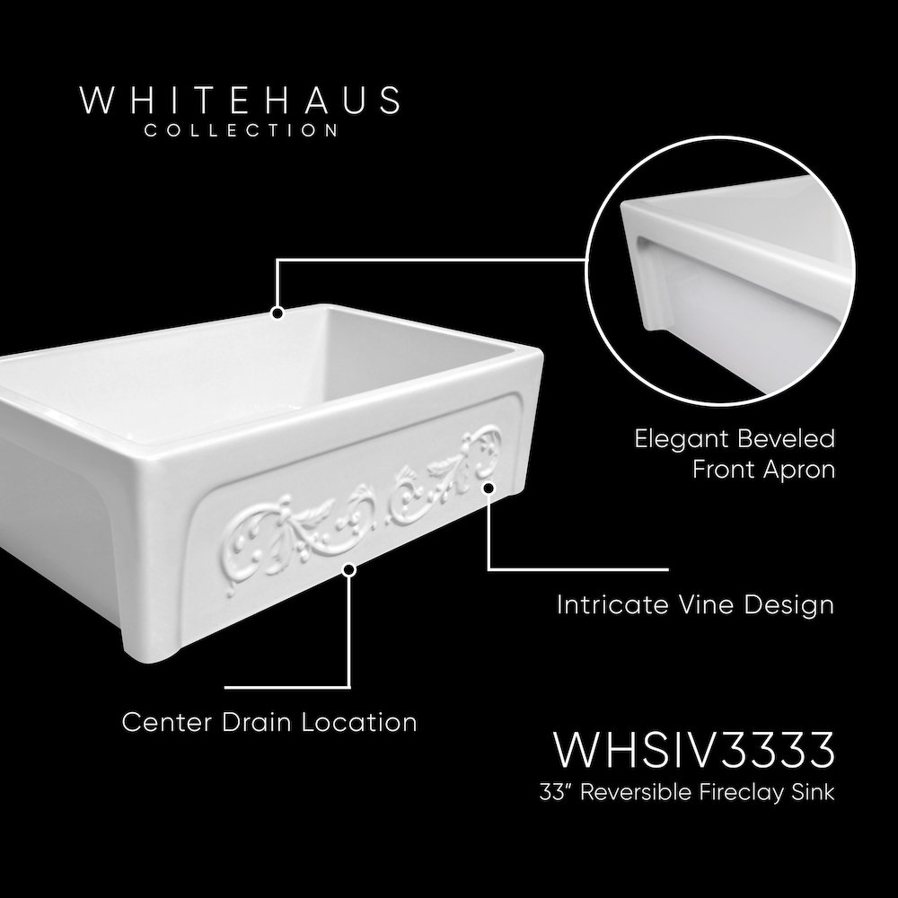 Glencove St. Ives 33" Front Apron Fireclay Sink. Picture 4