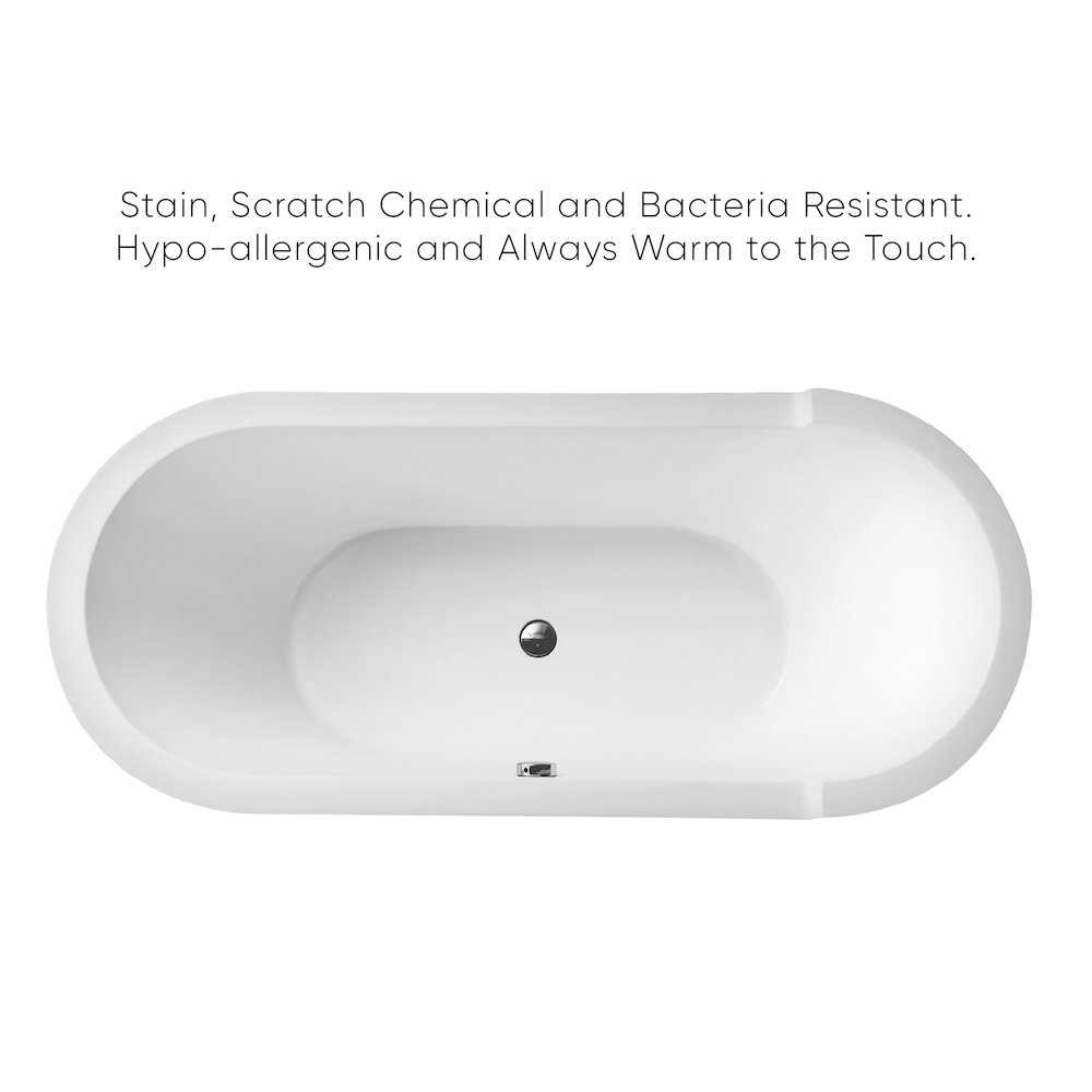 Oval Double Ended Single Sided Armrest Freestanding Lucite Acrylic Bathtub. Picture 2