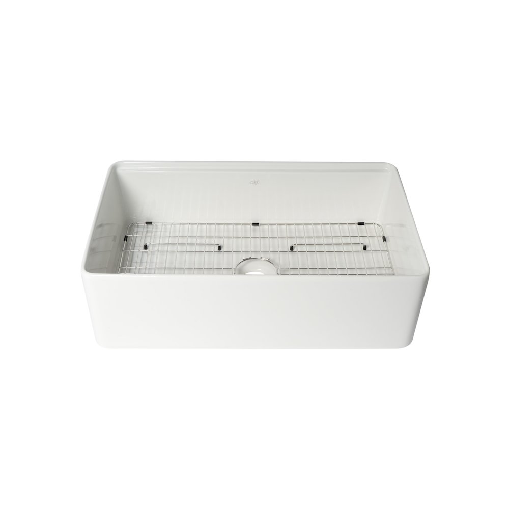 White Smooth Apron Workstation 33" x 20" Single Bowl Step Rim Fireclay Farm Sink. Picture 7