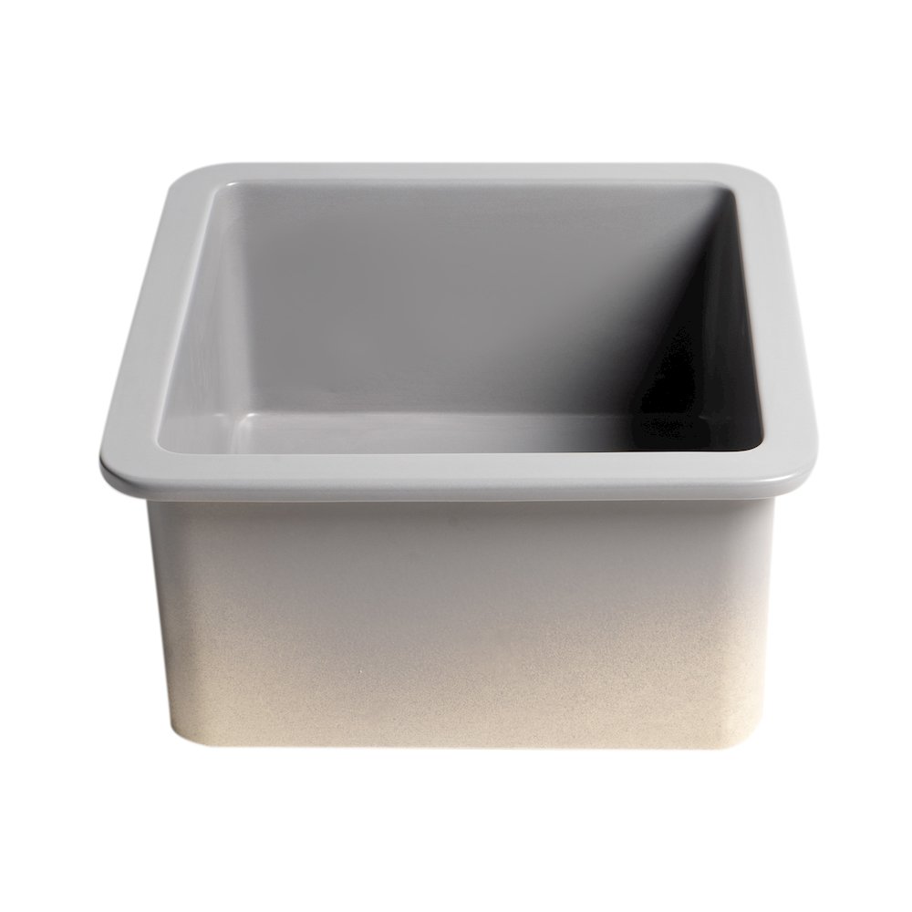 Gray Matte Square 18" x 18" Undermount / Drop In Fireclay Prep Sink. Picture 7